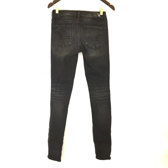 AEO black jegging skinny distressed jeans stretch - Picture 2 of 8